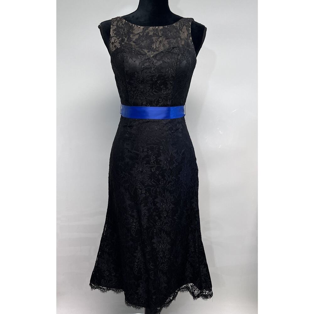 VTG 90s Black Lace Romantic Goth Formal Dress Y2K Prom Wedding Sz‎ 2 Small